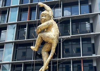 Australiana Lisa Roet cria instalação com macaco na Faria Lima