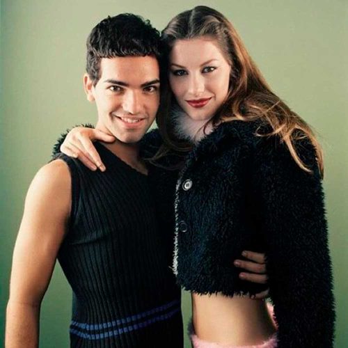 Rapha Mendonça com Gisele Bündchen, em seu primeiro trabalho como stylist - Foto: Acervo pessoal